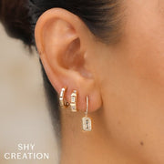 SHY CREATION - OCTOGON BAGUETTE DIAMOND HOOP EARRINGS