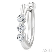 3 Stone Diamond Hoop Earrings