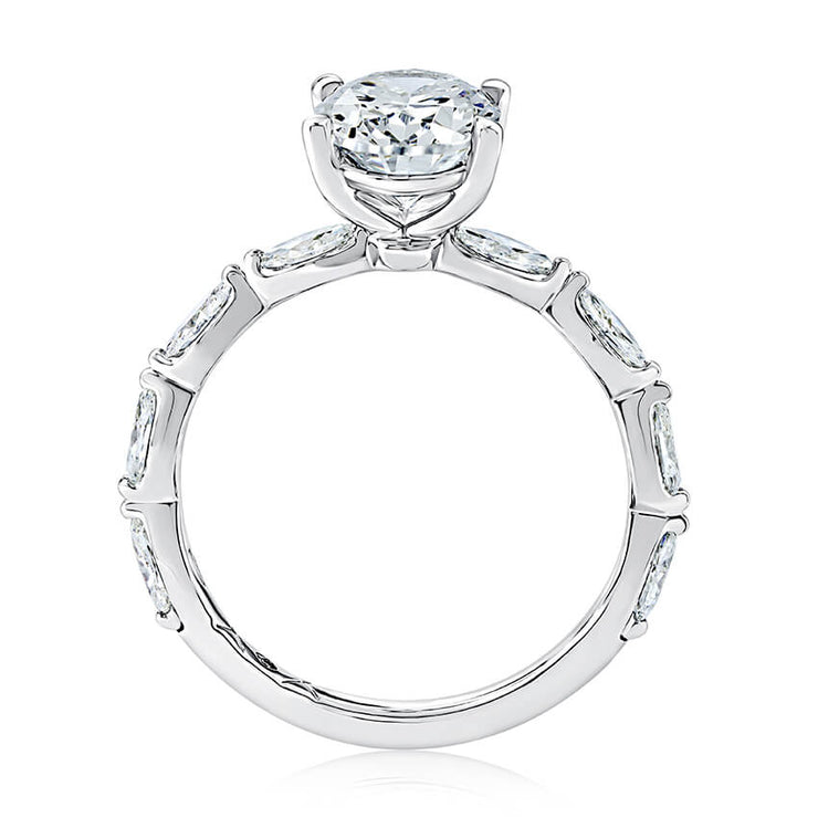 A. JAFFE - Four Prong Oval Center Diamond Engagement Ring