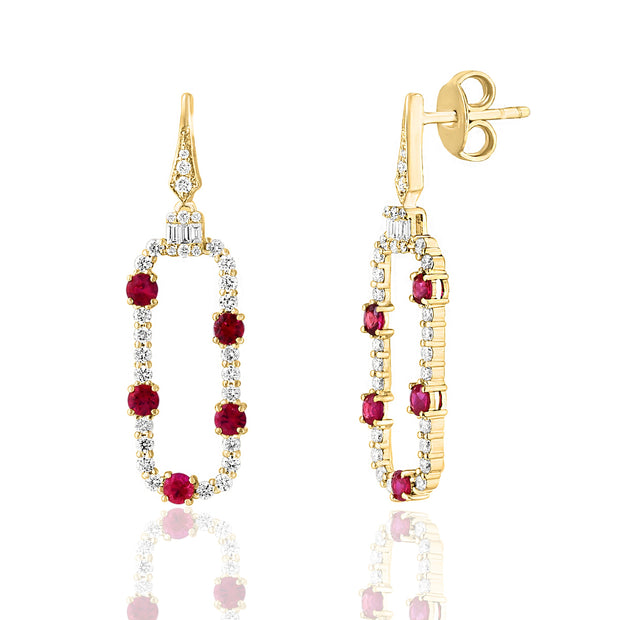 Ruby & Diamond Dangle Earrings