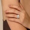 Alloy Yellow Plated Cubic Zirconia Marquise Open Smart Ring Enhancer With 8=0.55ctw Various Shape CZ's