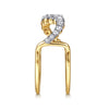 Alloy Yellow Plated Graduating Cubic Zirconia Clover Smart Ring Enhancer With 15=0.50ctw Round CZ's