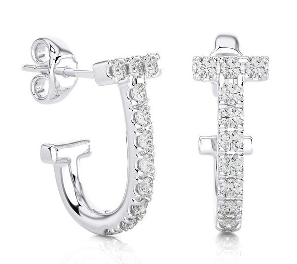 Diamond "T" Hoop Earrings