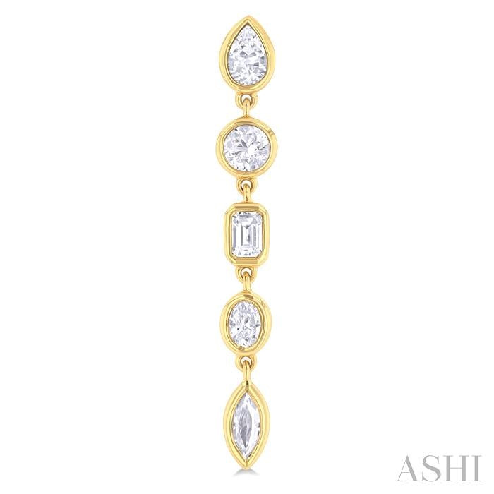MULTI SHAPE DIAMOND DANGLE EARRINGS