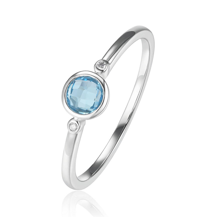 LUVENTE - BLUE TOPAZ & DIAMOND RING