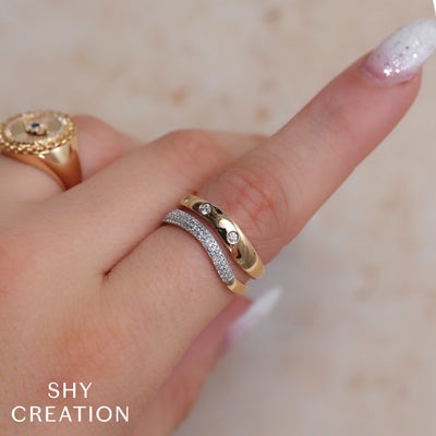 SHY CREATION - DOUBLE CURVED ROW DIAMOND RING