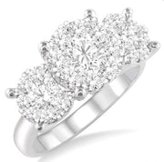 ASHI - DIAMOND CLUSTER "3 STONE" RING - 2.00 TCW