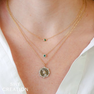 SHY CREATION - DIAMOND STARBURST DISC PENDANT