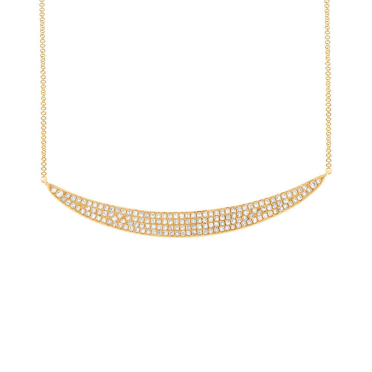 SHY CREATION- LARGE YELLOW GOLD DIAMOND PAVE CRESCENT NECKLACE