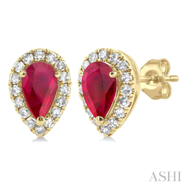 ASHI – RUBY & DIAMOND STUD EARRINGS