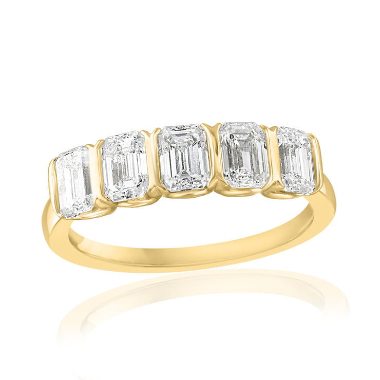 Emerald Diamond 5 Stone Ring