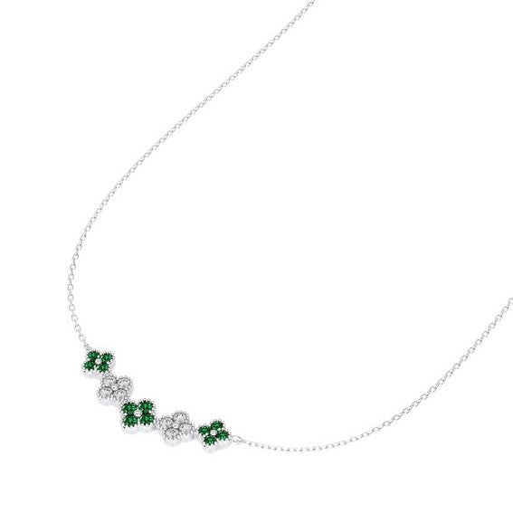 Emerald & Diamond Clover Necklace