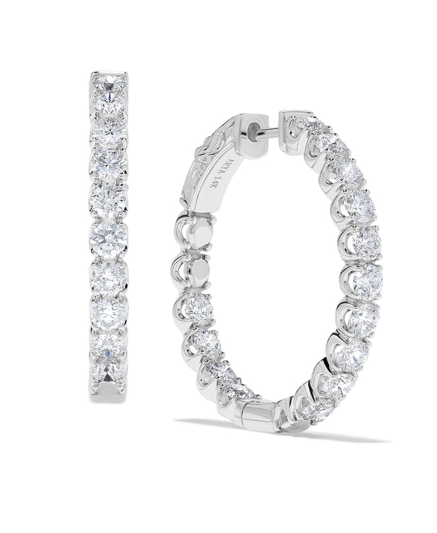 Prong Set Inside Out Diamond Hoop Earrings - 4 Cttw