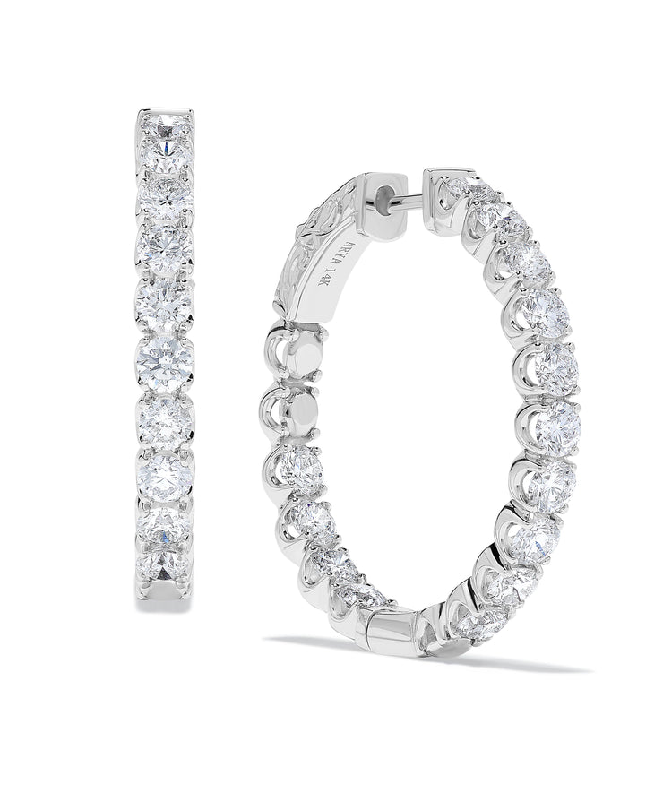 Prong Set Inside Out Diamond Hoop Earrings - 4 Cttw