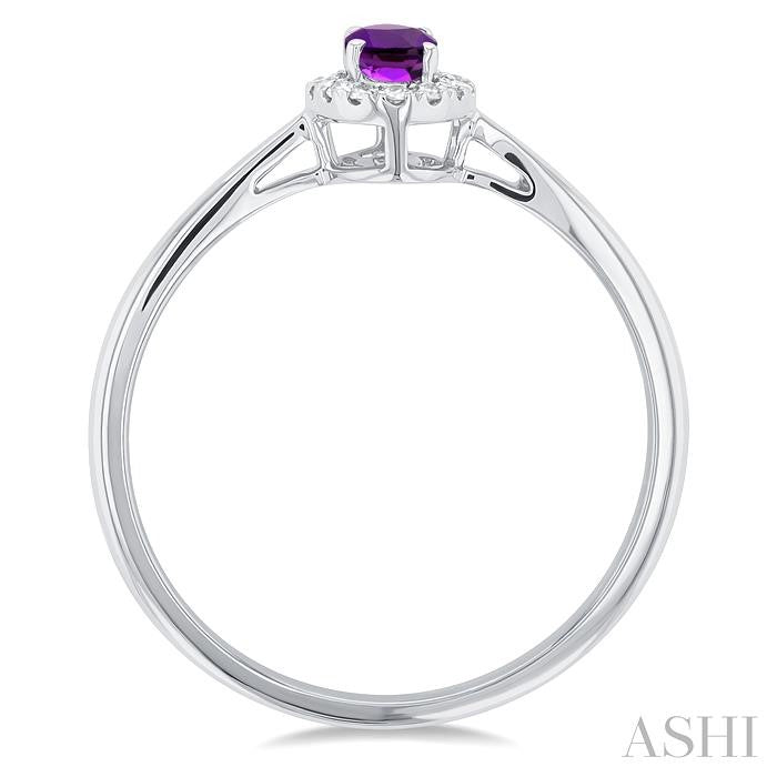 Oval Shape Amethyst & Halo Diamond Ring