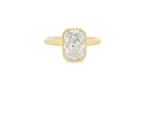 Bezel Set Diamond Solitaire Engagement Ring - 2 Ct Radiant