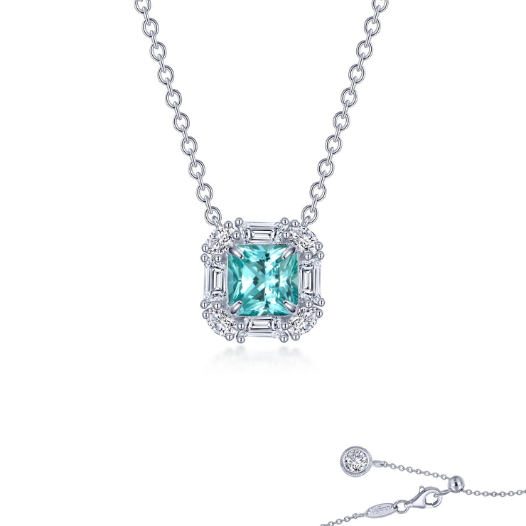 LAFONN - STERLING SILVER GREEN SAPPHIRE & SIMULATED DIAMOND PENDANT