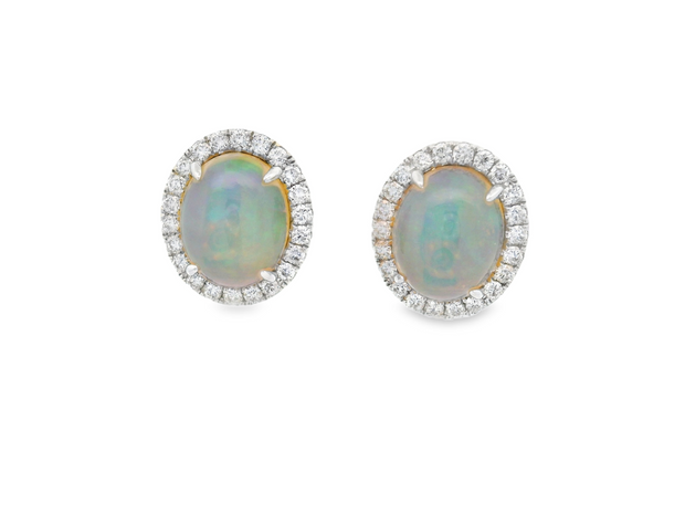 OPAL DIAMOND HALO STUD EARRINGS