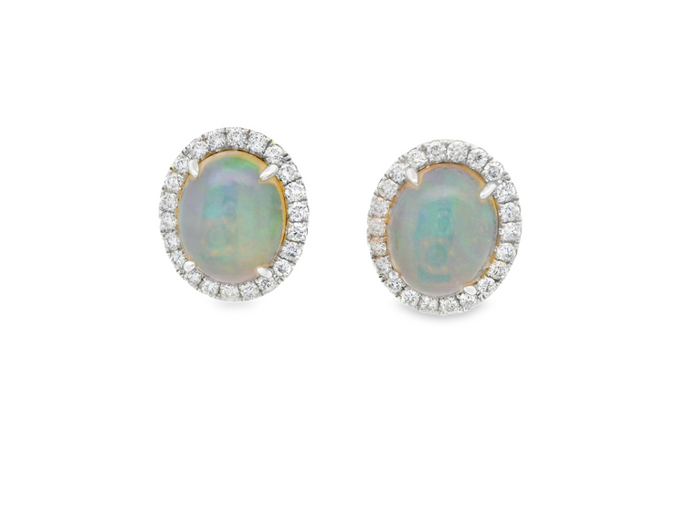 OPAL DIAMOND HALO STUD EARRINGS