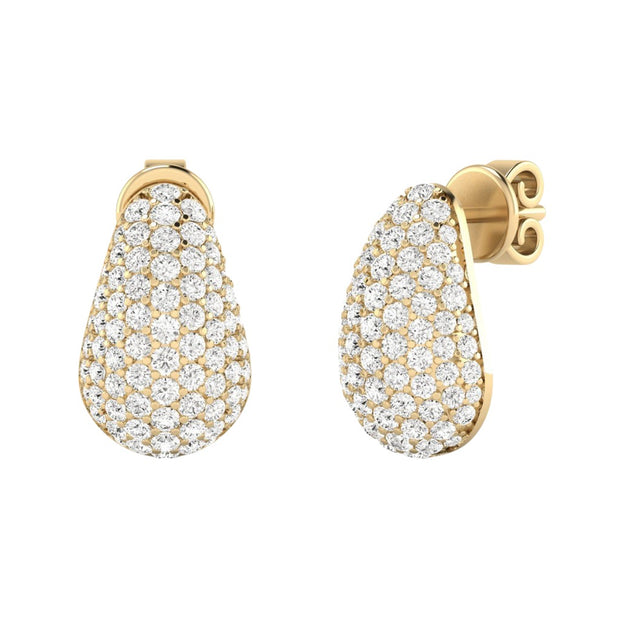 Domed Pear Shaped Diamond Earrings