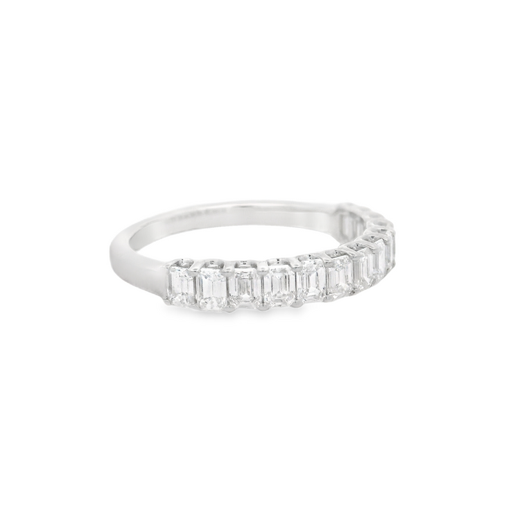 Emerald Diamond Wedding Band - 1 Ct