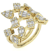 3 Row Diamond Cluster Bypass Ring