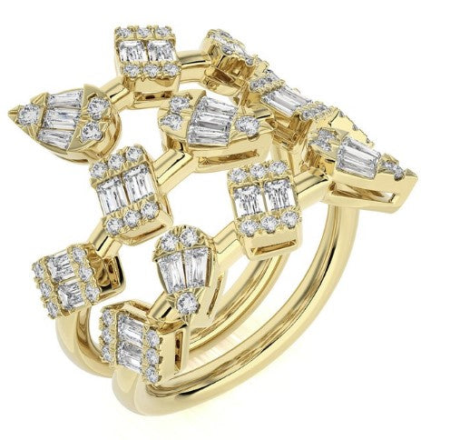 3 Row Diamond Cluster Bypass Ring