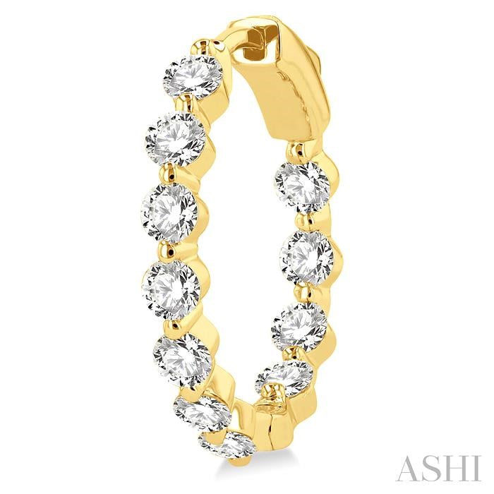 Inside-Out Diamond Round Hoop Earrings - 2Cttw