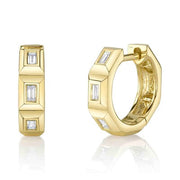 SHY CREATION - OCTOGON BAGUETTE DIAMOND HOOP EARRINGS