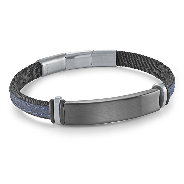 Black Cord & Blue Leather Bracelet