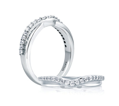 A JAFFE - DOUBLE ROW SLIGHT CONTOUR WEDDING BAND