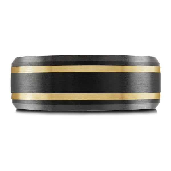 BLACK ZIRCONIUM, GOLD & CARBON FIBER MARDINI WEDDING BAND