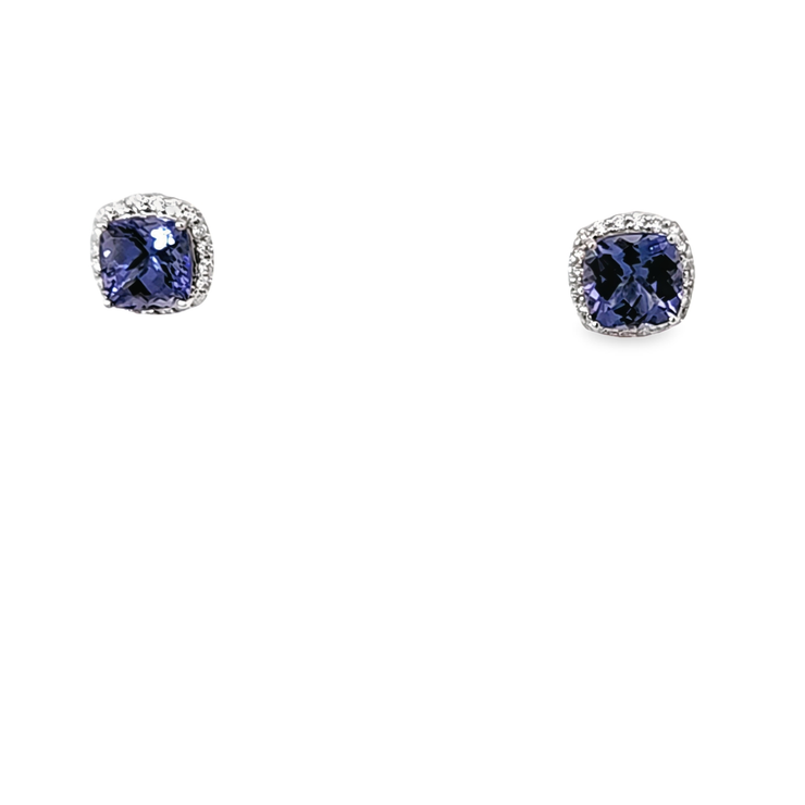 TANZANITE & DIAMOND STUD EARRINGS