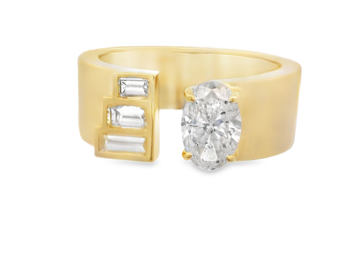 Wide Band Open Ended Diamond Ring