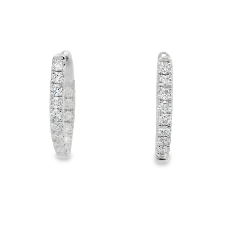 POINTED OVAL DIAMOND IN & OUT HOOP EARRINGS