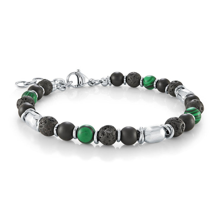 Malachite, Black Onyx, & Lava Bead Bracelet
