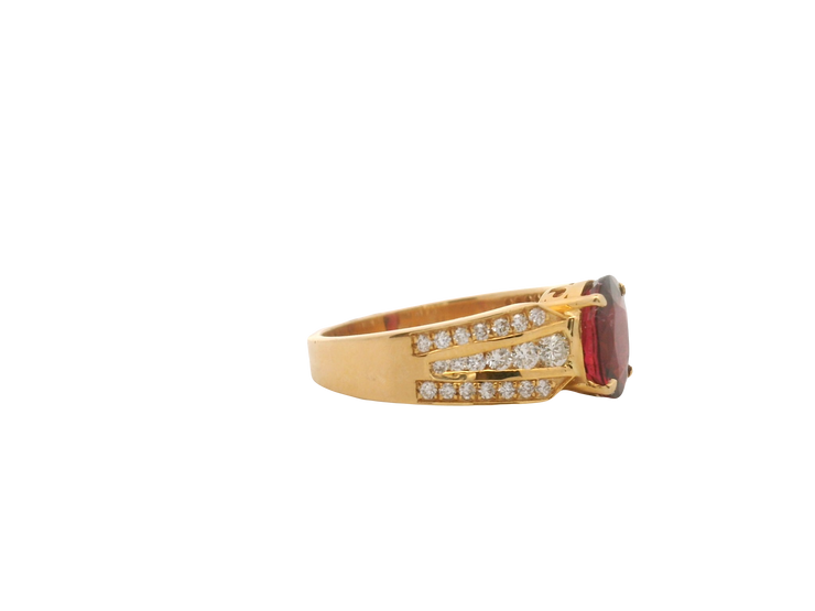 Rubellite Tourmaline & Diamond Ring