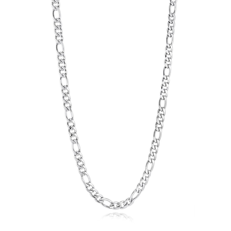 ITALGEM STEEL – STAINLESS STEEL FIGARO LINK CHAIN NECKLACE