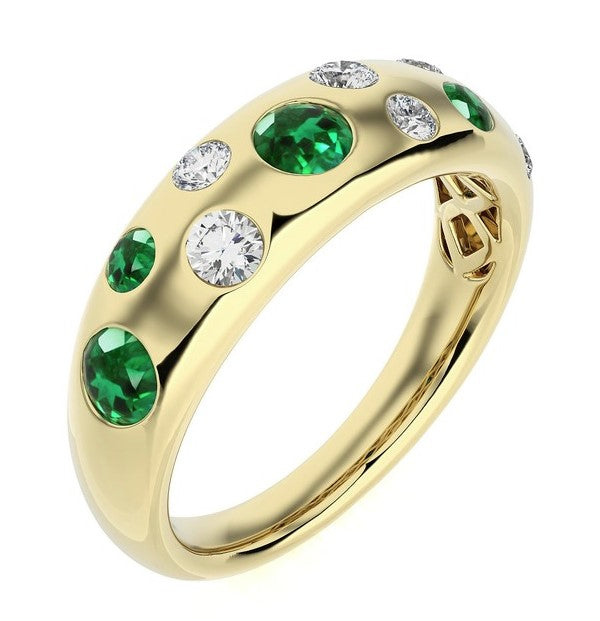 Emerald & Diamond Dome Ring