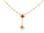 Ruby Clover Dangle Necklace