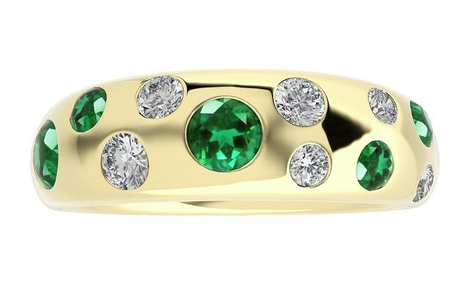 Emerald & Diamond Dome Ring