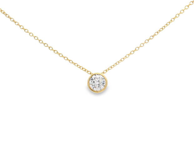 0.50cttw Bezel Set Round Lab Grown Diamond Necklace