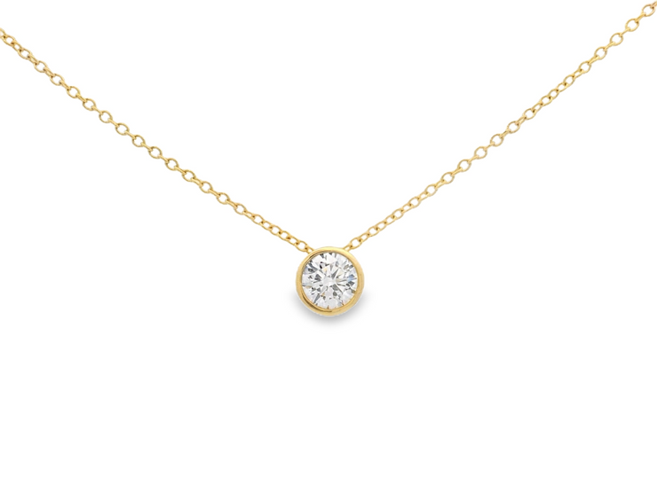 0.50cttw Bezel Set Round Lab Grown Diamond Necklace