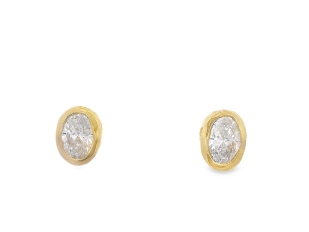 Bezel Set Oval Diamond Stud Earrings