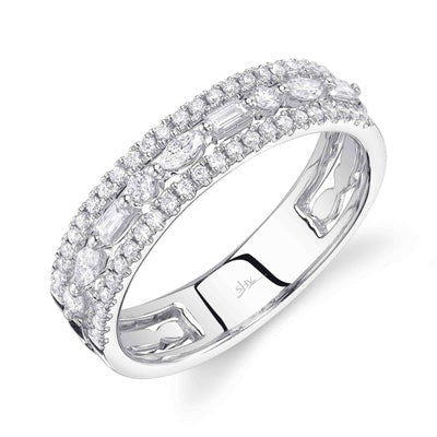 Shy Creation - Wide Band Triple Row Diamond Ring