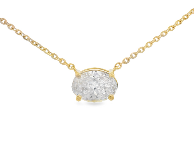Oval Diamond Solitaire Necklace – 1 Ct