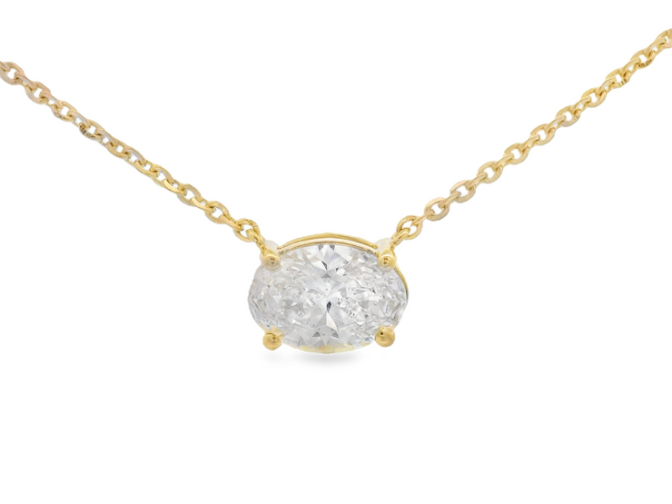 Oval Diamond Solitaire Necklace – 1 Ct