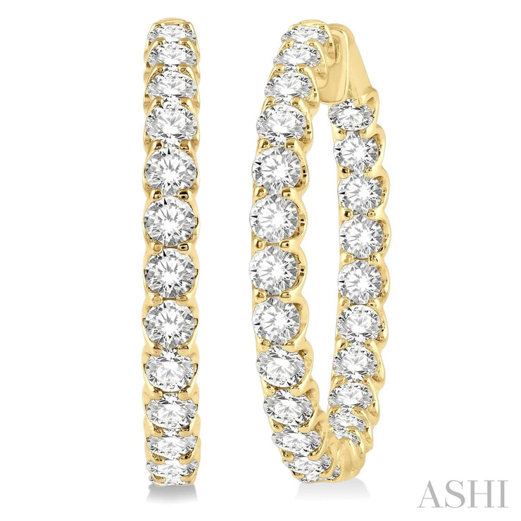 ASHI - YELLOW GOLD DIAMOND IN & OUT HOOPS