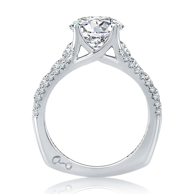 A. JAFFE - Modern Three Row Diamond Pavé Engagement Ring