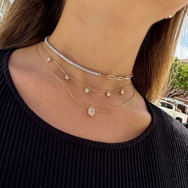 Various Shape Diamond Dangle Necklace